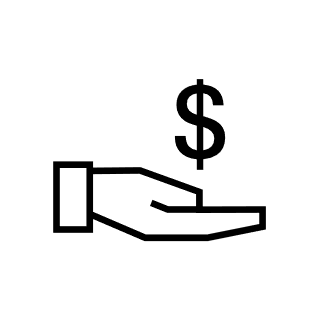 Icon with hand and dollar sign