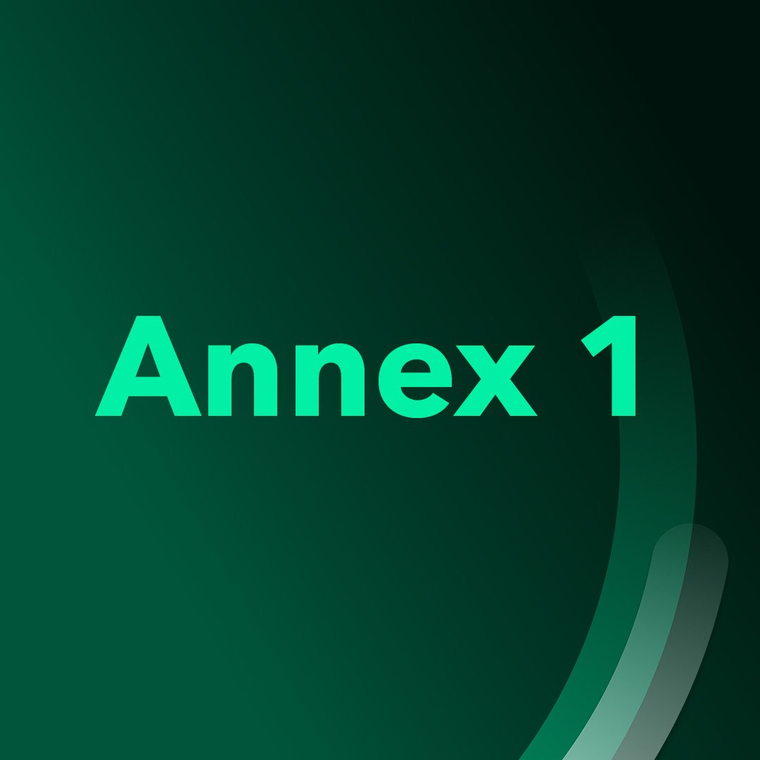 Dark green branded panel displaying the text "Annex 1" in bold bright green typography, with Syntegon's graphic design elements in the background, representing GMP Annex 1 compliance for pharmaceutical sterilization.