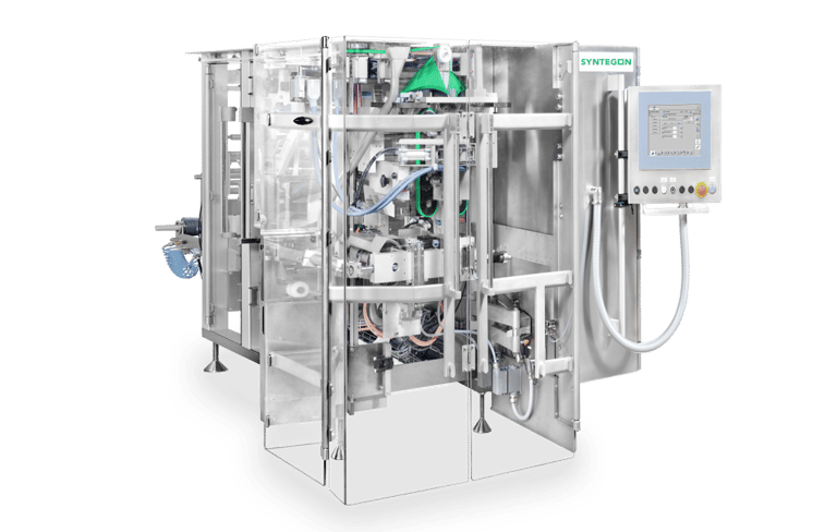 SVE Series packaging machine offering flexible bag formats with applications like corner sealing and DoyZip.